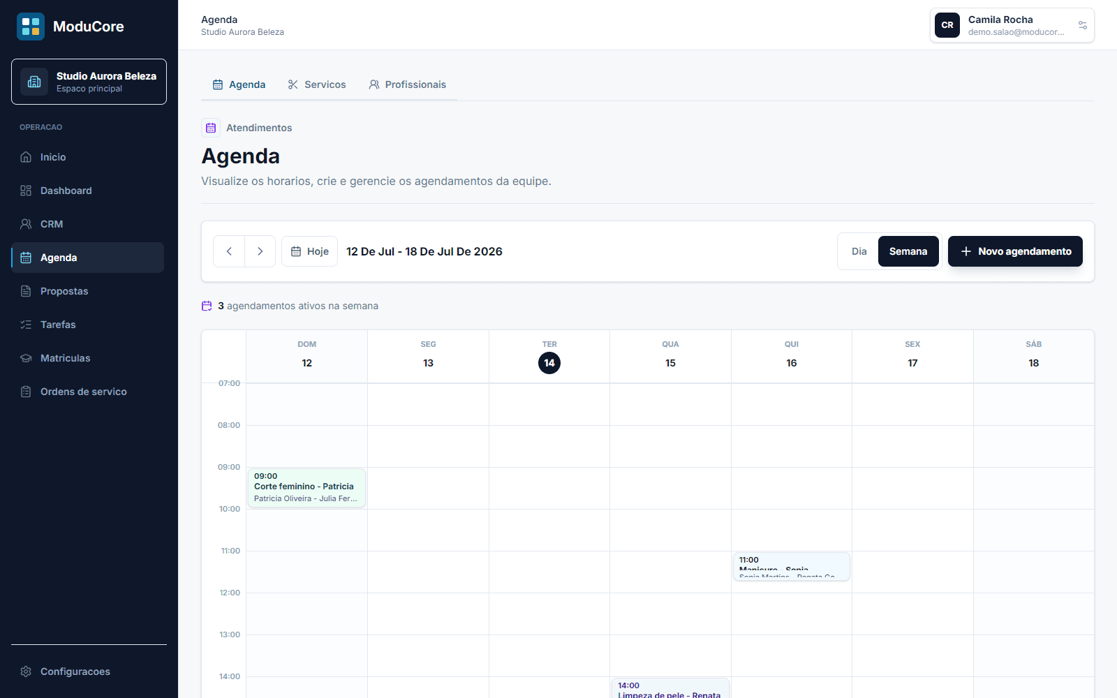 Agenda de atendimento